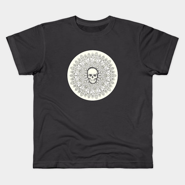 Filigree Skull Mandala Kids T-Shirt by AubreyBriteArt